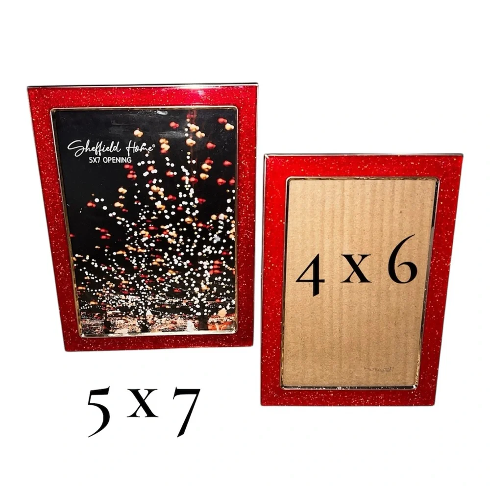 Sheffield Home Red and Gold Glitter Picture Frames, Set of 2